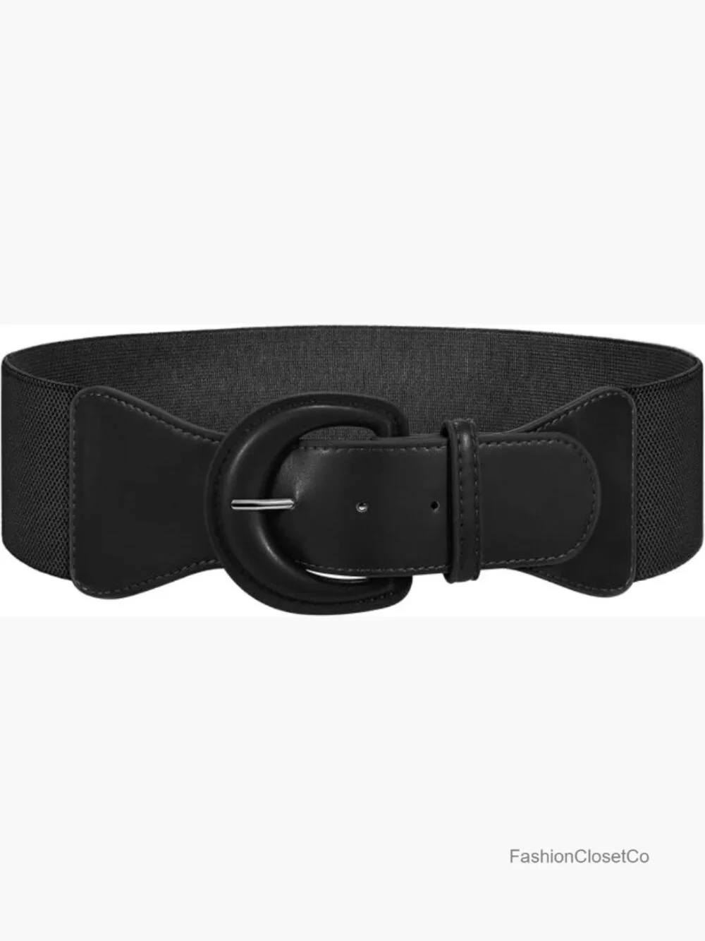 Vintage Chunky Buckle Wide Elastic Stretch Waist Belt for Dresses